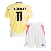 Camisa de Futebol Juventus Nicolas Gonzalez #11 Equipamento Secundário Infantil 2024-25 Manga Curta (+ Calças curtas)